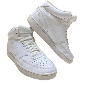 Nike Women’s Court Vision Mid Triple White Sneakers Sz 8